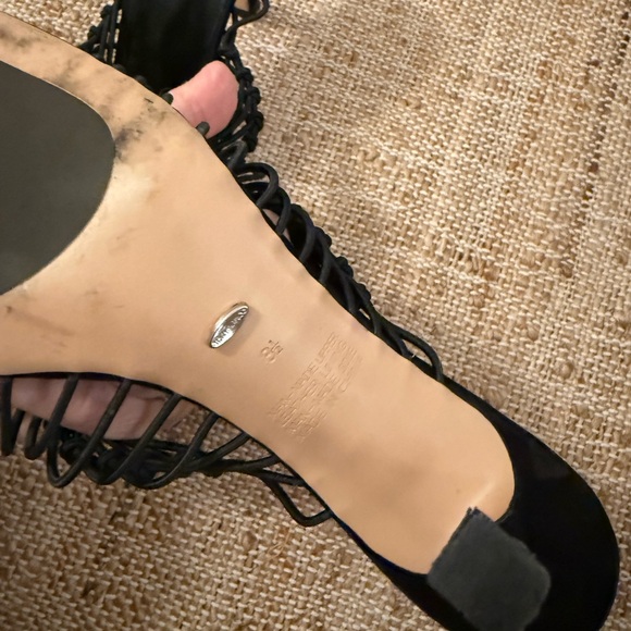 Tony Bianco Lynx Mule Strappy Black Heel 8.5 Square Toe - Picture 6 of 6